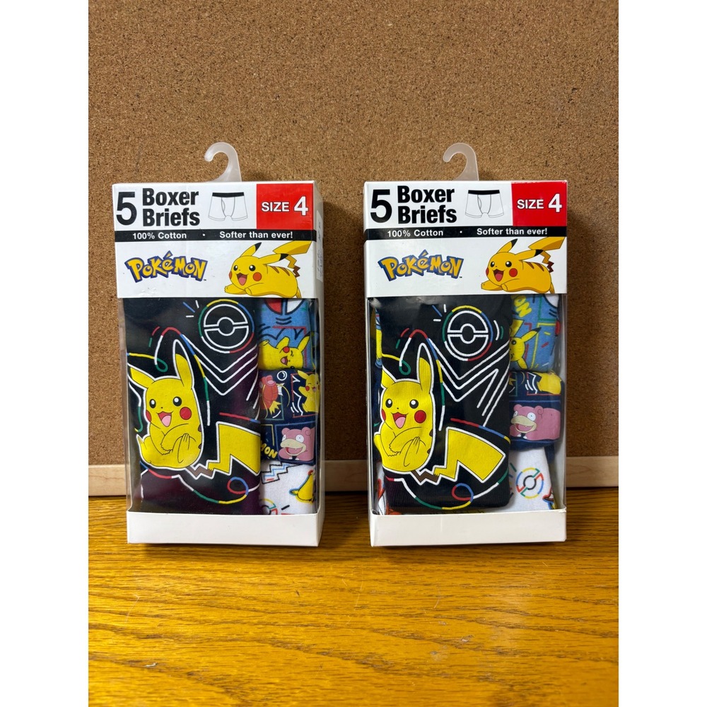 Pokemon Boys 5 Pack Boxer Briefs Pikachu Underwear 10 Pairs Total Size 4 New